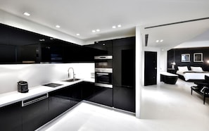 Fridge, microwave, oven, dishwasher