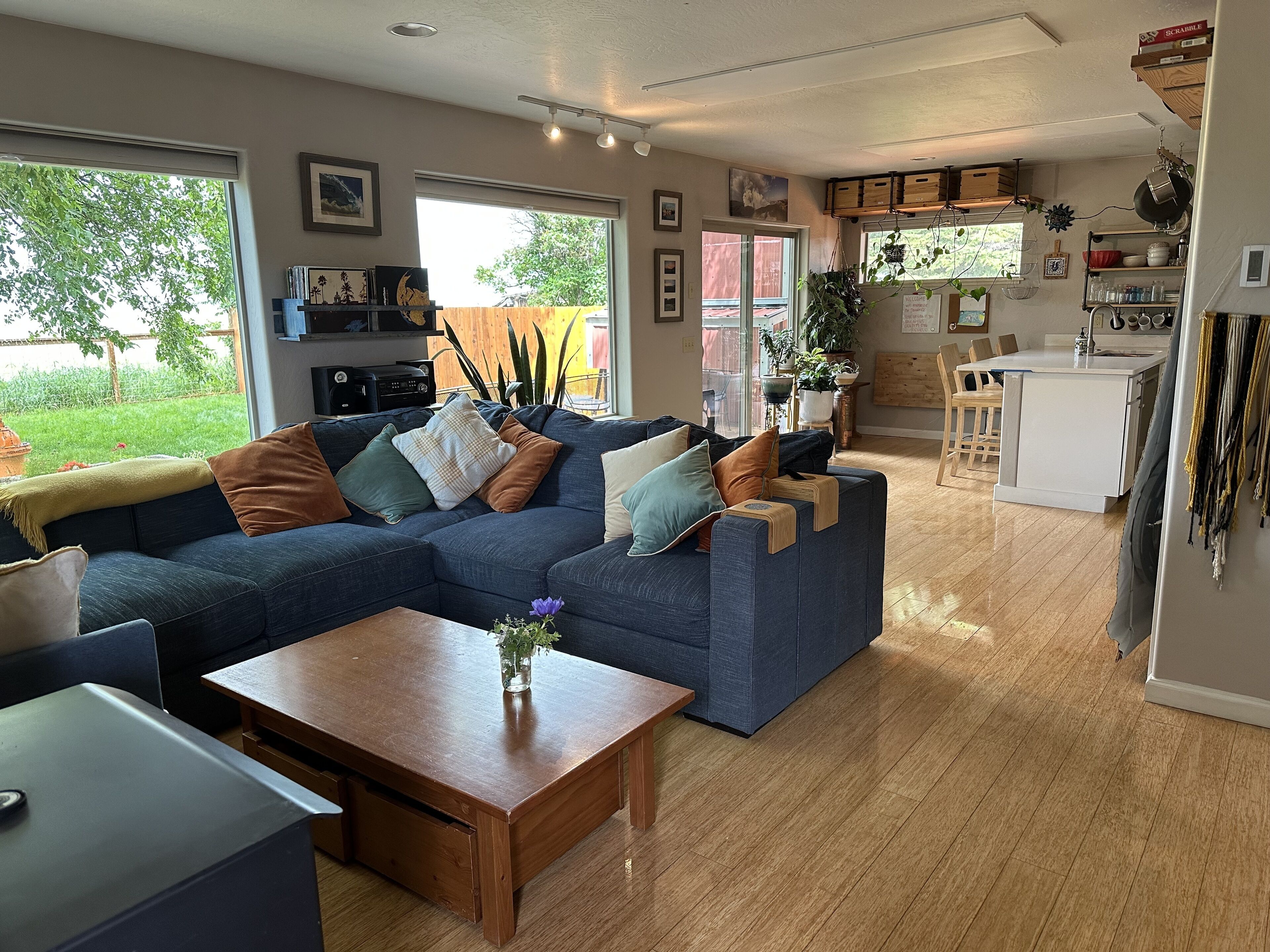 Pet friendly home with fenced yard, gardens and sauna one block from Main Street