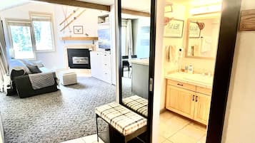 Smart TV, fireplace, video games, foosball
