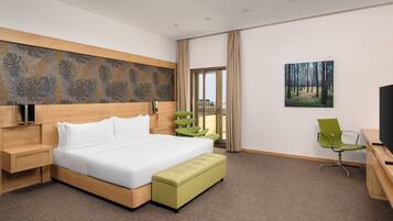 Premium-herbergi - 1 stórt tvíbreitt rúm | Rúmföt af bestu gerð, skrifborð, vinnuaðstaða fyrir fartölvur