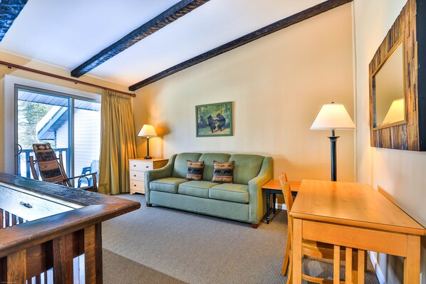 Smart TV, fireplace, DVD player, books