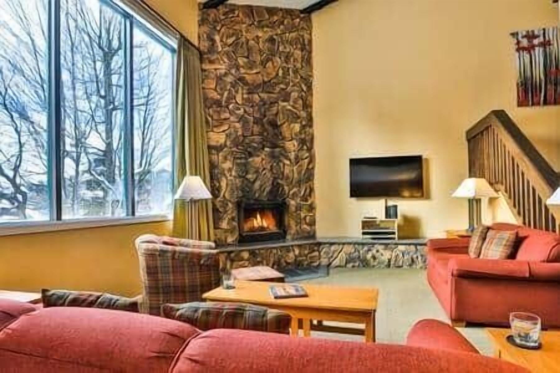Smart TV, chimenea, reproductor de DVD y libros 