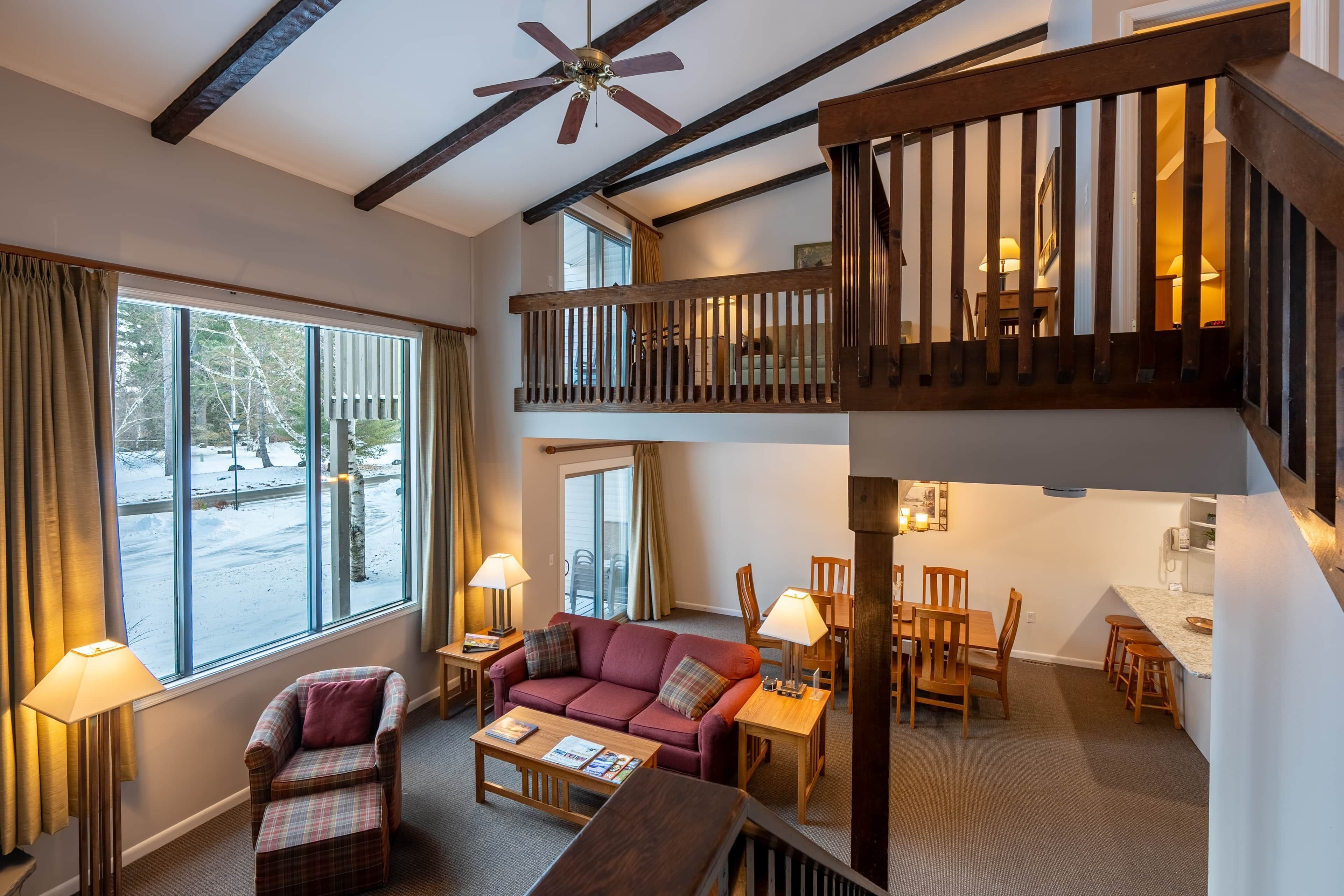 Smart TV, fireplace, DVD player, books