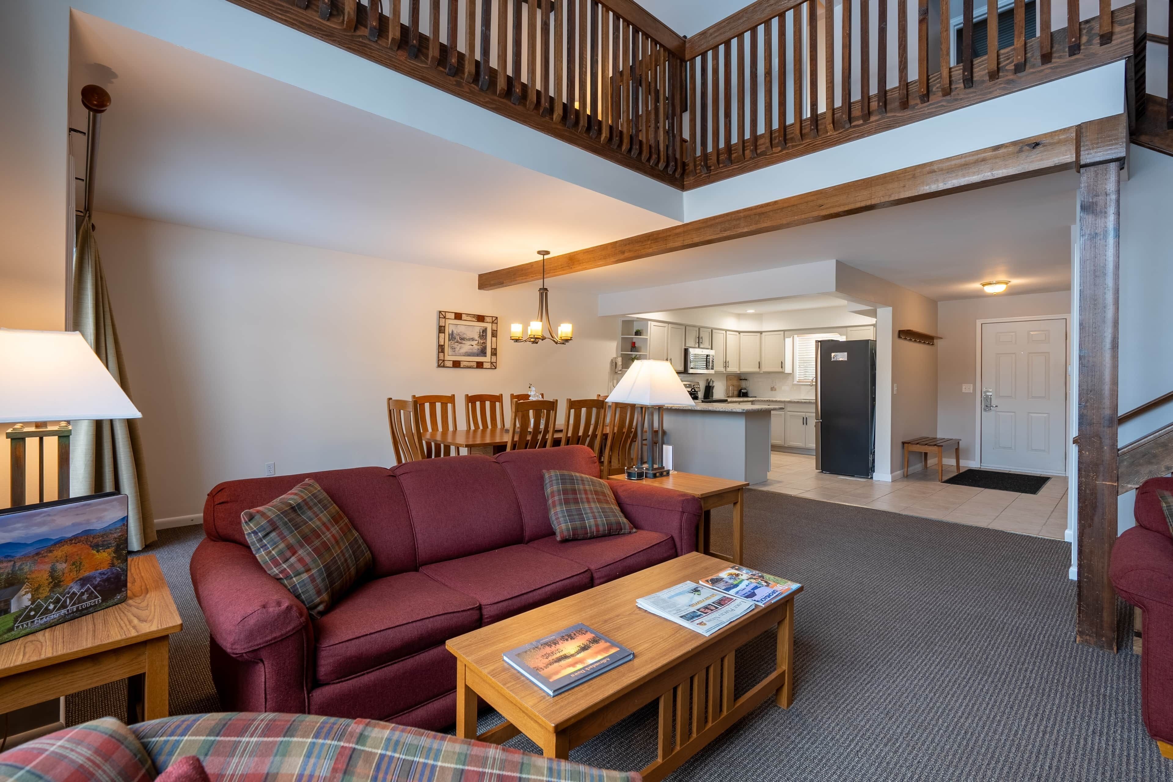 Smart TV, fireplace, DVD player, books