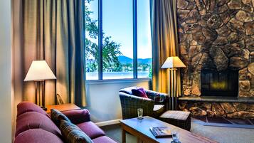 Smart TV, fireplace, DVD player, books