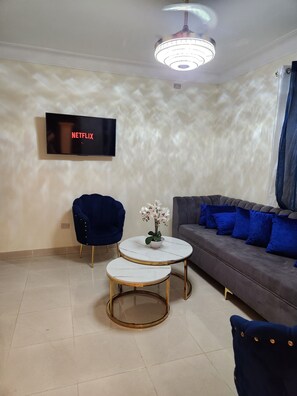 Smart TV, music library, stereo
