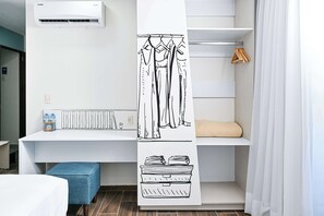 In-room safe, desk, laptop workspace, iron/ironing board