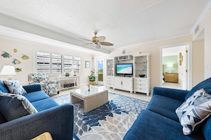 Condo, Multiple Beds (308) | Living area | 32-inch TV with cable channels - Sea Shell by Beachside Management (Siesta Key)
