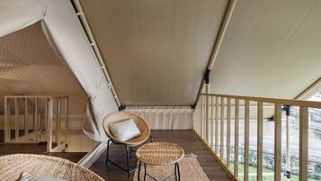 Deluxe Tent, Jetted Tub | Hypo-allergenic bedding, pillowtop beds, minibar, individually decorated