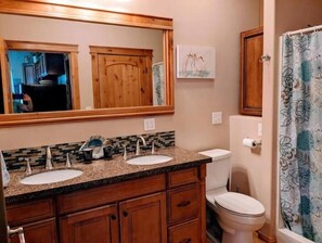 Hair dryer, towels, toilet paper
