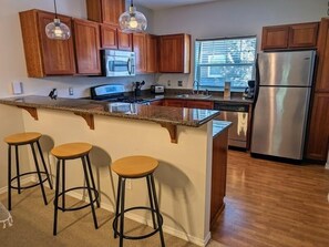 Fridge, microwave, oven, stovetop - Chalet 75 at the Official Collins Lake Resort (Government Camp)