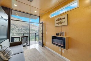 Televisión y chimenea 