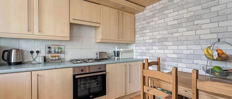 Fridge, microwave, oven, toaster