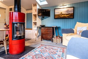 Televisión, chimenea