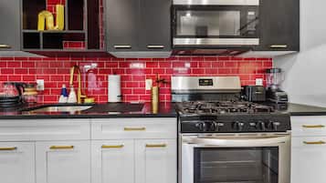 Fridge, microwave, oven, dishwasher