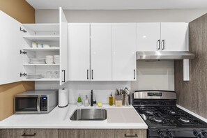 Fridge, microwave, oven, toaster