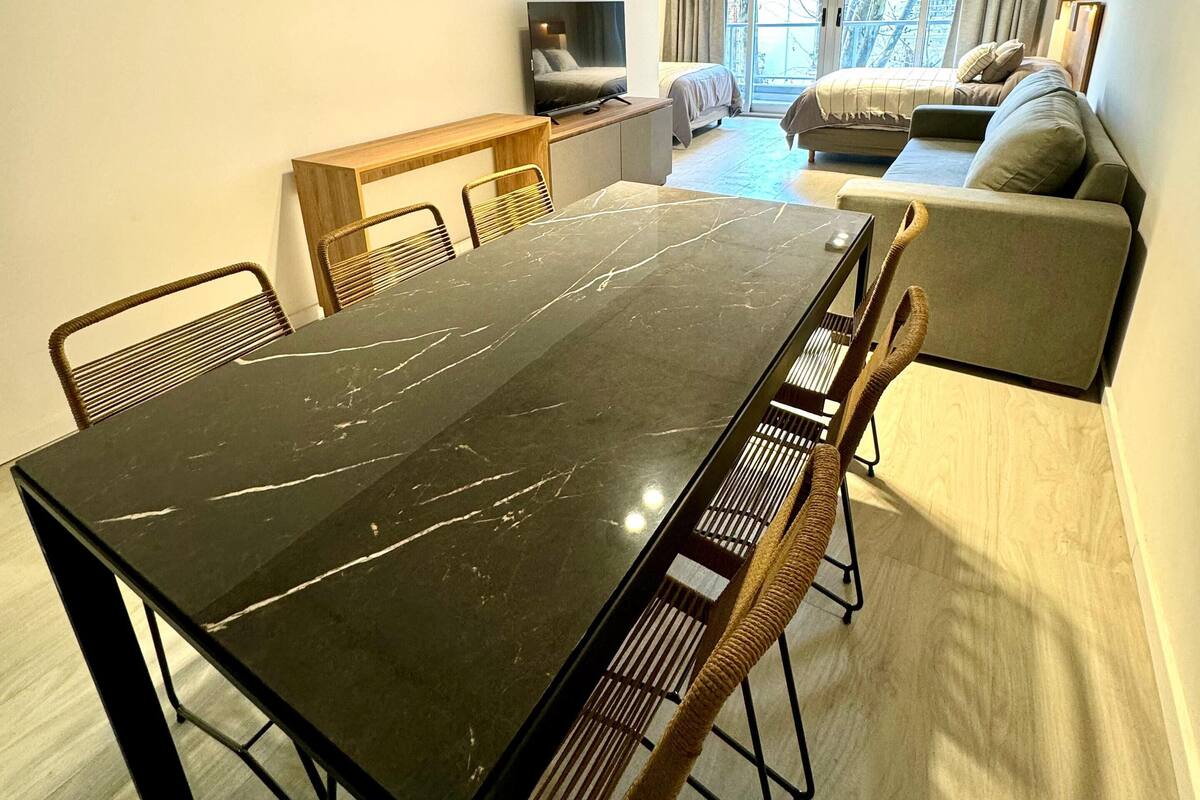 Studio (302) | Living area | 50-inch Smart TV with cable channels