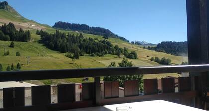 Le Grand-Bornand station, beau studio avec terrasse et vue à 180° sur les pistes