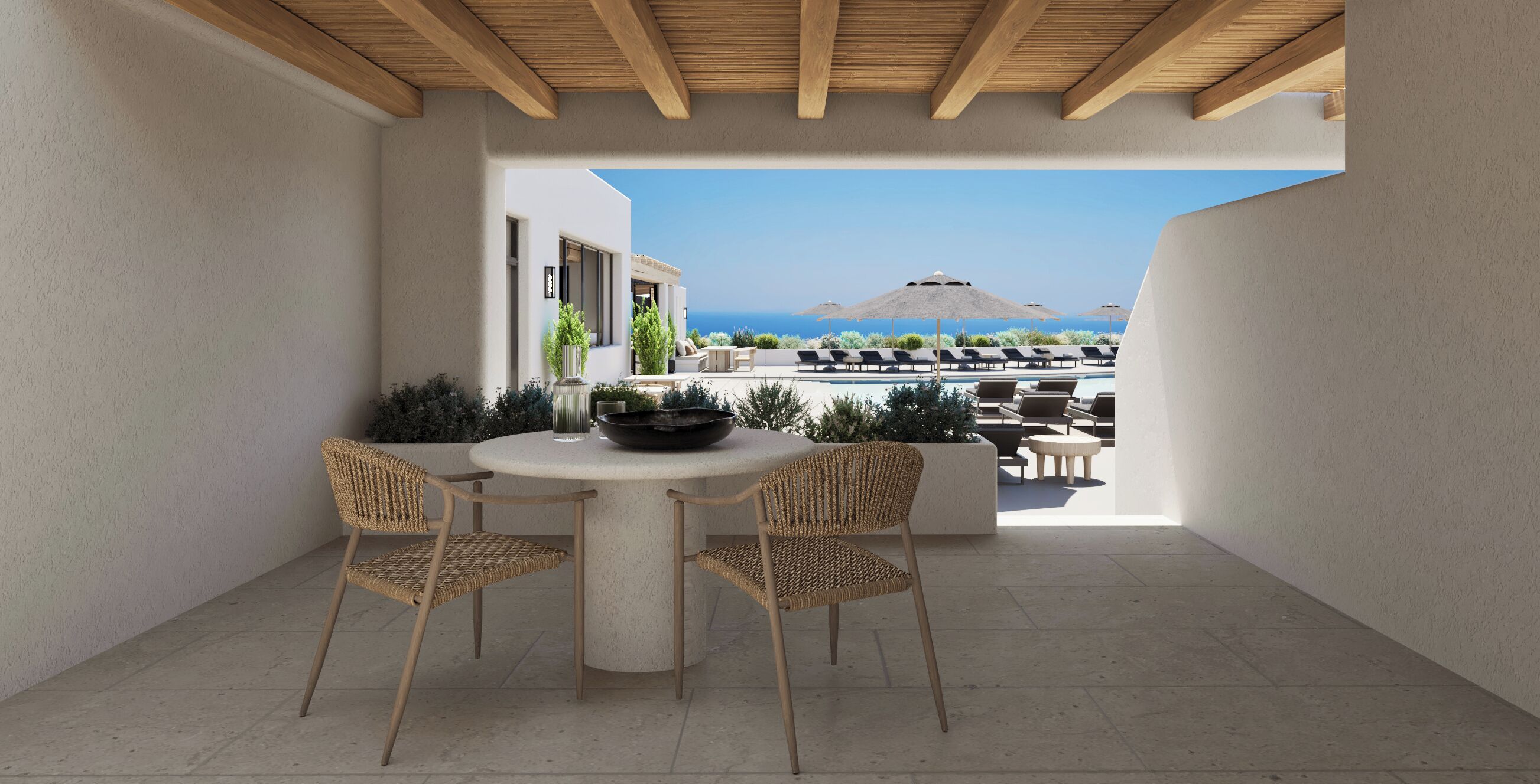 华丽双人房, 泳池景观, 池畔 | 露台