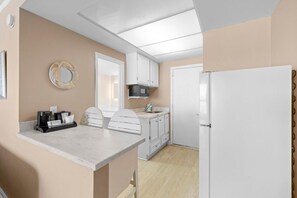 Fridge, microwave, coffee/tea maker