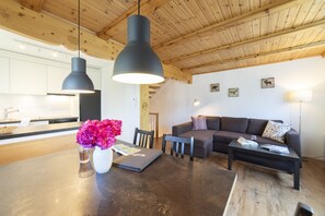 TV, fireplace - Schönau 3.5-room holiday home with mountain view (Wildhaus)