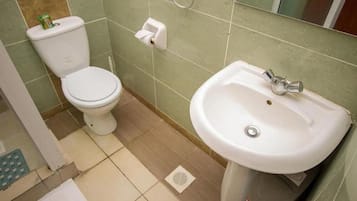 Shower, slippers, bidet, towels