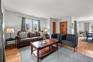 Smart TV, fireplace, foosball, table tennis