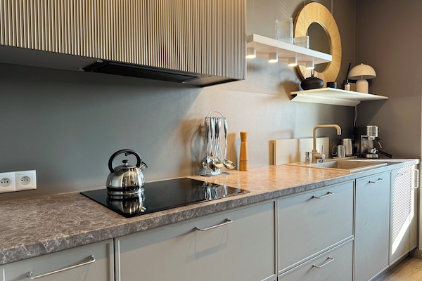 Design Apartment, 1 Bedroom, Non Smoking, Balcony | Private kitchen | Full-size fridge, oven, stovetop, dishwasher