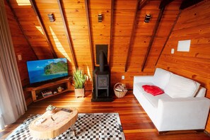 Cabana bàsica | Sala d'estar | Televisor intel·ligent, llar de foc, Netflix i serveis de streaming 