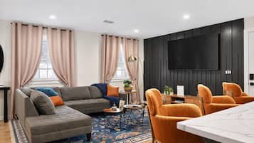 Smart TV, fireplace, video games, books