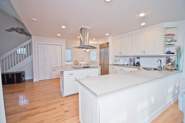 Microwave, dishwasher, coffee/tea maker, dining tables - Rest Ashore, Oceanside House in Emerald Isle, NC! (Emerald Isle)