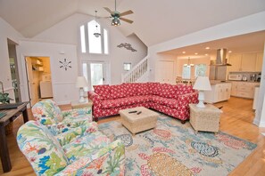 TV, fireplace, DVD player, stereo - Rest Ashore, Oceanside House in Emerald Isle, NC! (Emerald Isle)