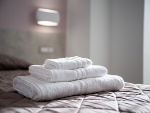 Dusche, Haartrockner, Bidet, Handtücher