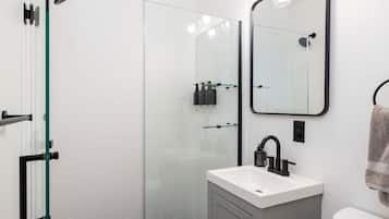 Regadera, secadora de cabello, bidet, toallas