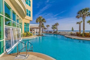 Pool - Aqua Resort 1206 - Gulf Front Condo 1 BR + Bunk Room, Breathtaking Views, Pools, Hot Tub! Sleeps 6! (Panama City Beach)