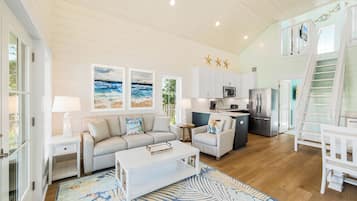 Suite, Luxury One Bedroom with Loft, Bunks and Private Porch | Living area | 55-inch Smart TV with digital channels