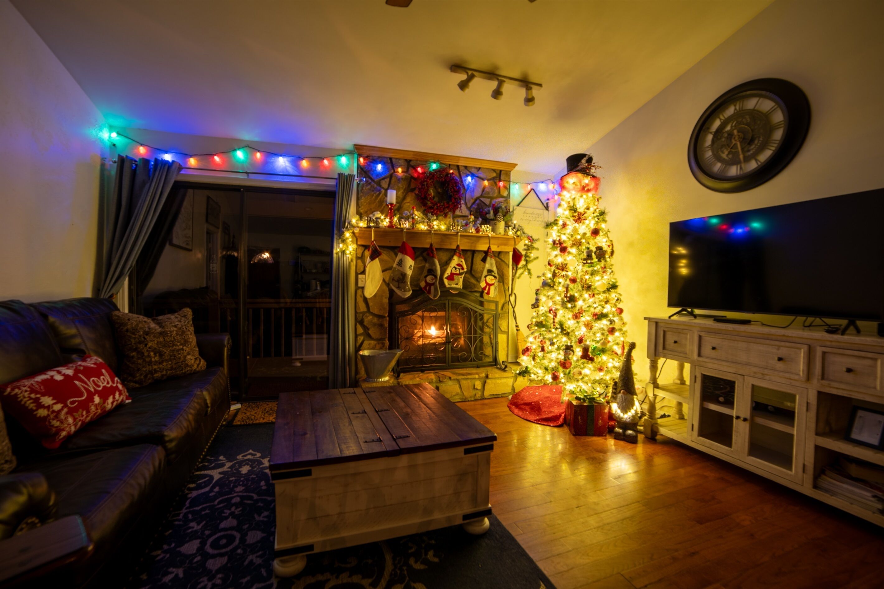 Smart TV, fireplace, video games, books
