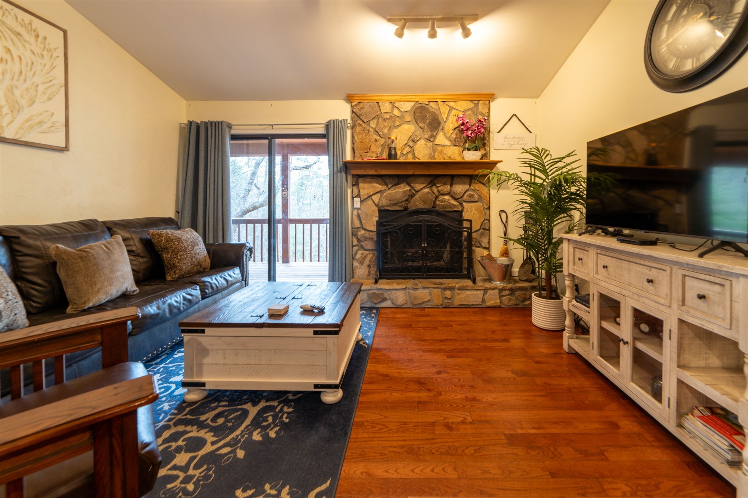 Smart TV, fireplace, video games, books