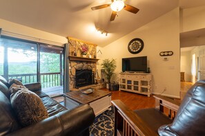Smart TV, fireplace, video games, books