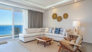 Panoramic Condo, 2 Bedrooms, Sea View | Living area | Heated floors - Encantame Resorts (Puerto Peñasco)