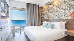 Apartamento panorámico, 2 habitaciones, vistas al mar | 2 dormitorios, ropa de cama de alta calidad, edredones de plumas