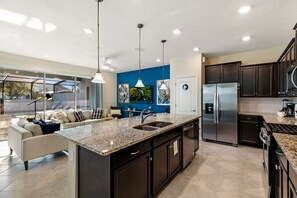 Fridge, microwave, oven, stovetop - Luxury pool home at Solterra. Resort Pools, Waterslides, Clubhouse, Lazy River (Davenport)