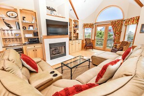 TV, fireplace, printers