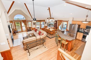 TV, fireplace, printers