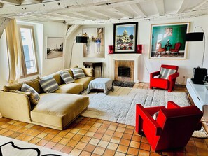 电视、壁炉、书