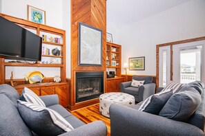 TV, fireplace - Lost Options-Premier Home w/ Tidal Creek Dock; Creek/Marsh Views; Easy Beach Access (Edisto Beach)