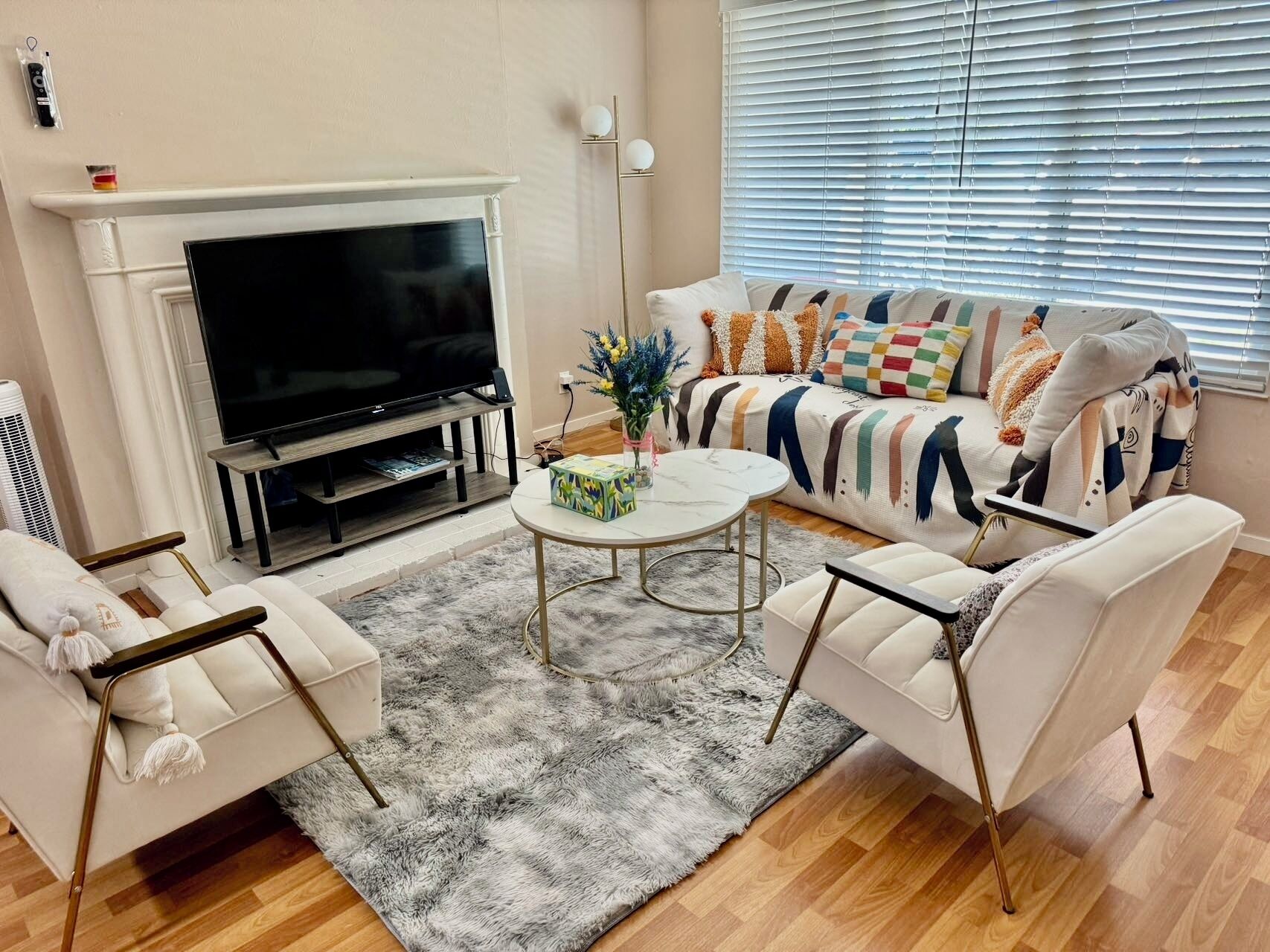 Smart TV, fireplace, video games