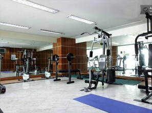 Stay fit and active with our well-equipped gym featuring weightlifting equipment and cardio machines.
