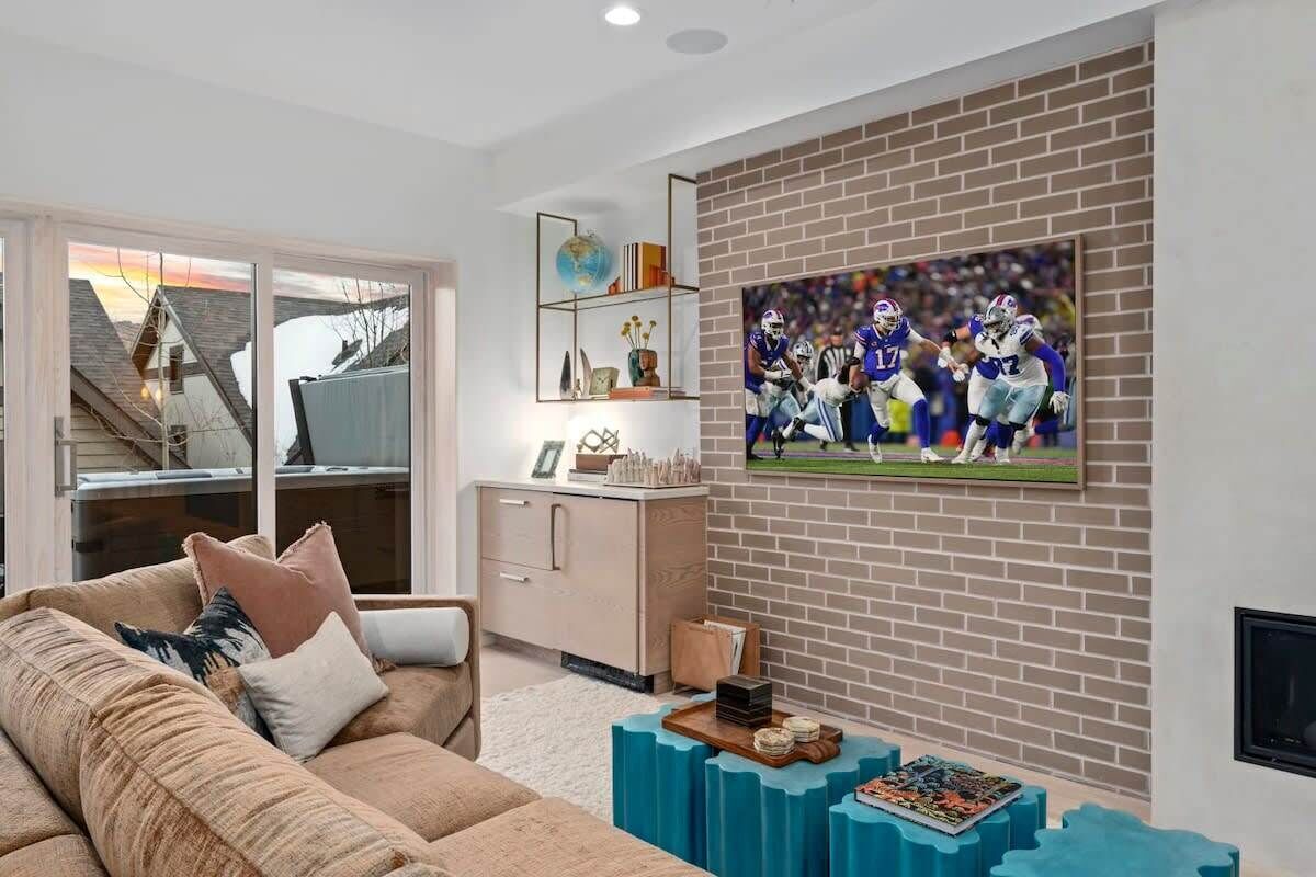 TV, fireplace, table football, offices