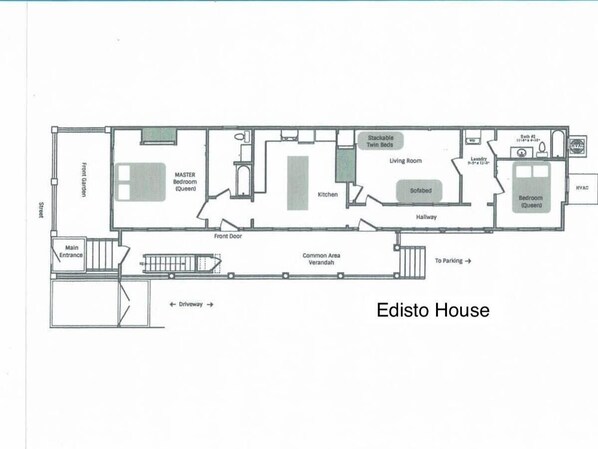 Floor plan - Edisto & Cooper House | Sleeps 14 | Full House (Charleston)